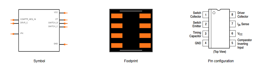 MC34063ADR2G symbol, footprint and pin configuration