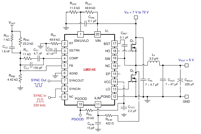 48-V to 24-V Buck Regulator at 440 kHz